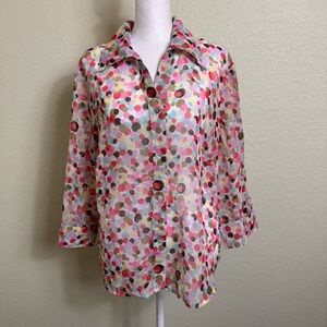 Apparenza Blouse‎ with Matching Tank 3/4 Sleeves Sheer Polka Dots 80s 90s Size L